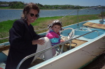 Kim and Ryanne in the Boston Whaler.
