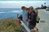 Candid photo of David, Kay, Laura, and Kumba on East Cliff Drive.