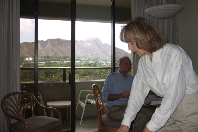 Getting settled into our cozy condo at Waikiki Beach.