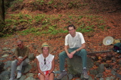 David, Laura, and Bill rest alongside Los Trancos Creek.