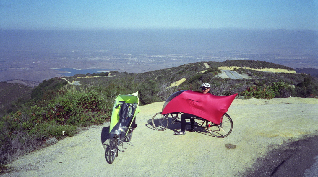 Ron Bobb and Bill's bike on Fremont Peak Rd.