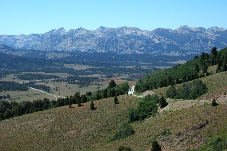 View back down ID75 toward the Sawtooth Range.