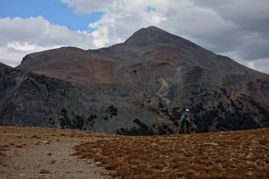 Frank waits at the pass under the shadow of Mt. Dana.