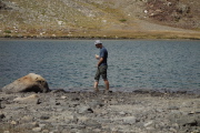 Bogdan goes wading in Upper Gaylor Lake.