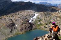 Zach on Gaylor Peak (11004ft); Upper Gaylor Lake (10510ft) is in the background.