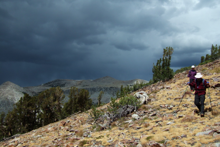 Stella and Frank descend Gaylor Peak (11004ft).