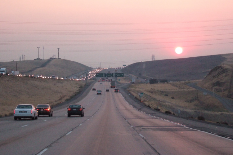 Sunrise on I-580 near Tracy.