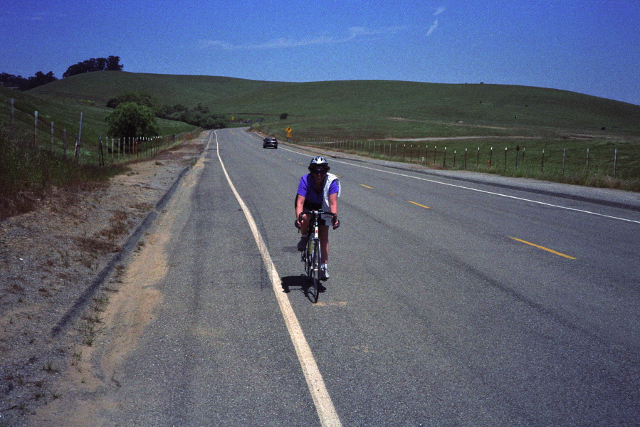 Hildy Licht descends McEwen Rd.