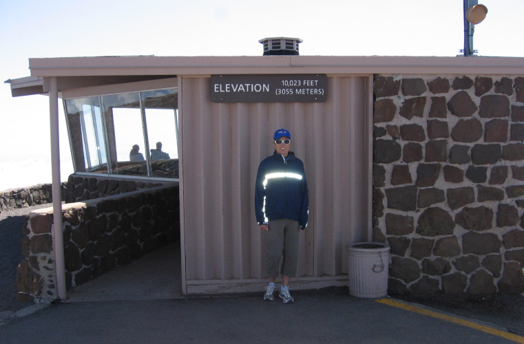 Laura at the summit hut.