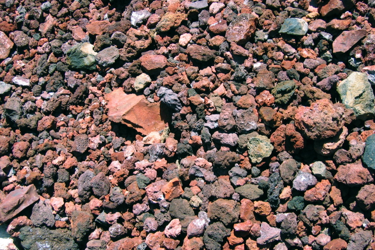 Colorful rocks in the crater.