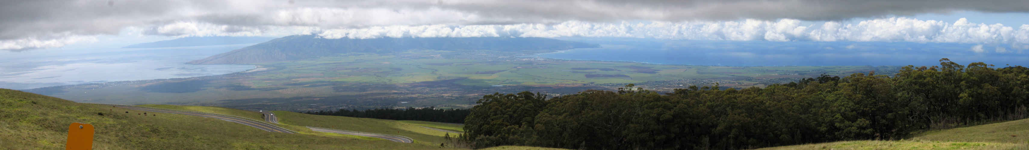 Panorama of west Maui from halfway up the slope of Haleakala.