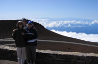 Kay, David and Laura at the summit of Pu'u Ula'ula (10,023ft).