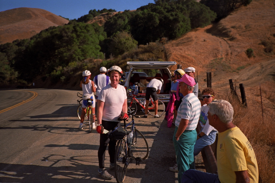 Chris at the snack stop at the top of Palomares Rd.