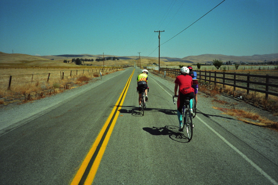 Riding with a couple of women cyclists (2).