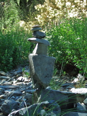 A stone cairn marks a good spot to stop for a break.