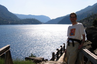 Bill on the bridges over Falls Creek near Wapama Falls (3920ft)