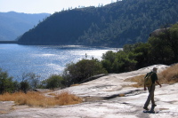 David crossing the slabs on the Hetch Hetchy trail (3930ft)