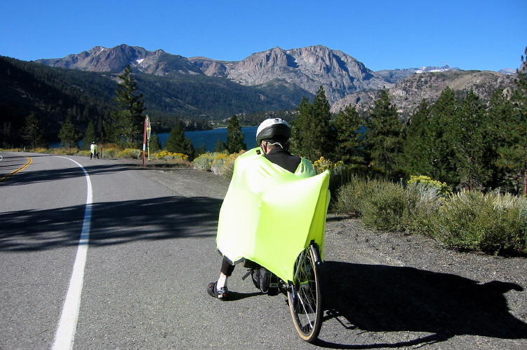 Bill makes an adjustment; Ron Bobb waits ahead.  (7780ft)