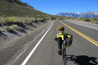 Zach Kaplan riding east on CA120 past Mono Craters. (6840ft)