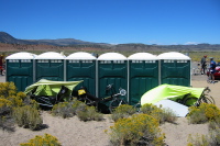 Recumbent parking out of the wind behind the porta-potties (6576ft)