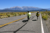 Ron and Zach riding east on CA120 through Adobe Valley (6620ft)
