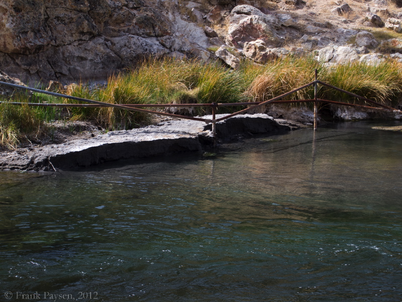 An old railing near the Hot Creek source.