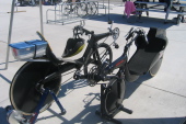Peter Borenstadt's bike (l) and Michael Cvetich's Velocraft bike (r).