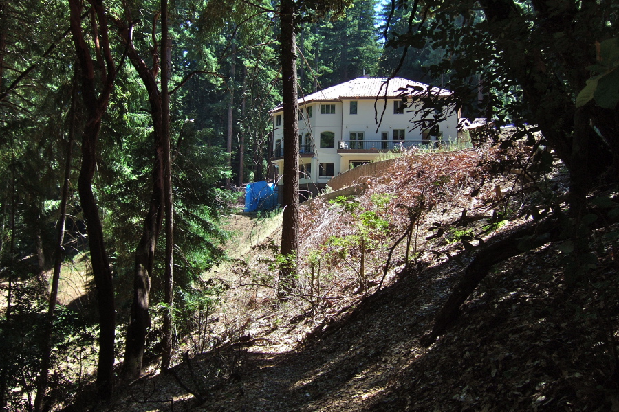 The Skyline Trail passes below a large house on Skyline Blvd.