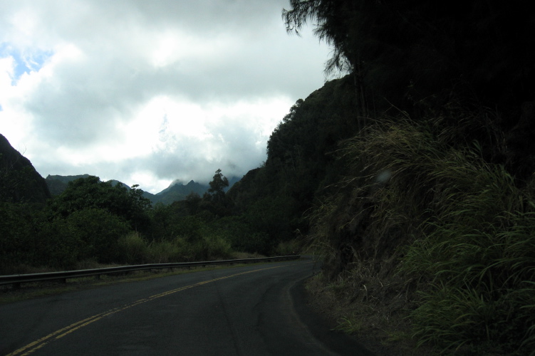 Driving up the road to 'Iao Valley.