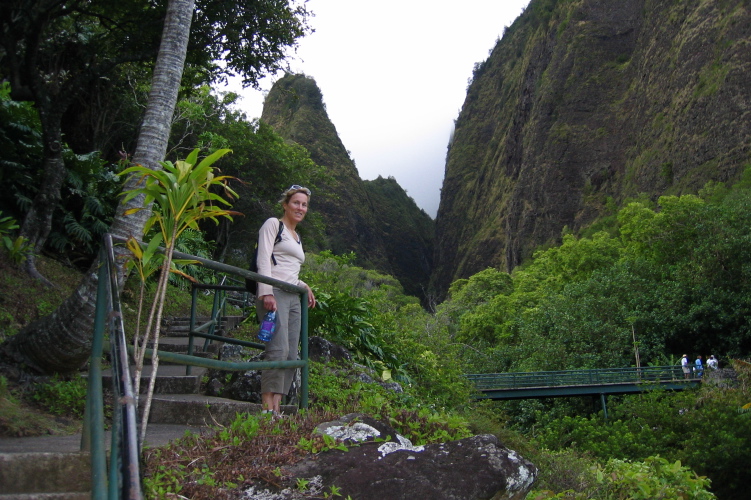 Laura and 'Iao Needle n the background.