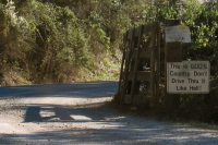 A sign at a driveway on Alpine Rd. (1110ft)