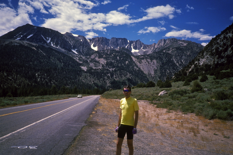 Bill starting up CA120 toward Tioga Pass