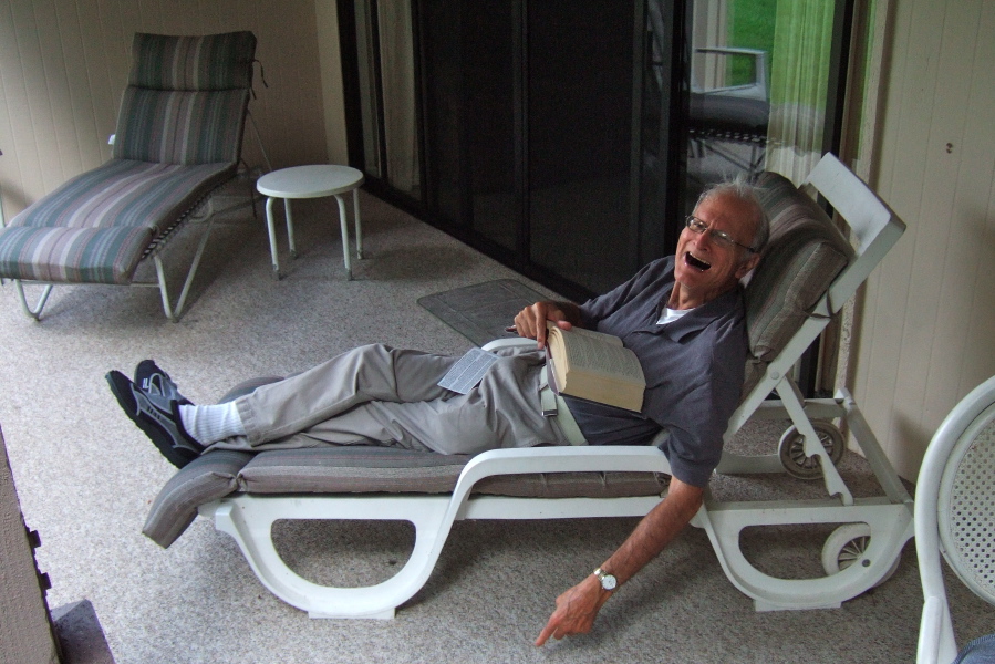 David enjoys relaxing on the lanai.