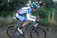 Clark Foy gives it a go on his road bike.