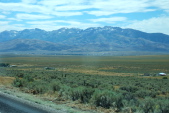 The East Humboldt Range rises over Wells, NV.