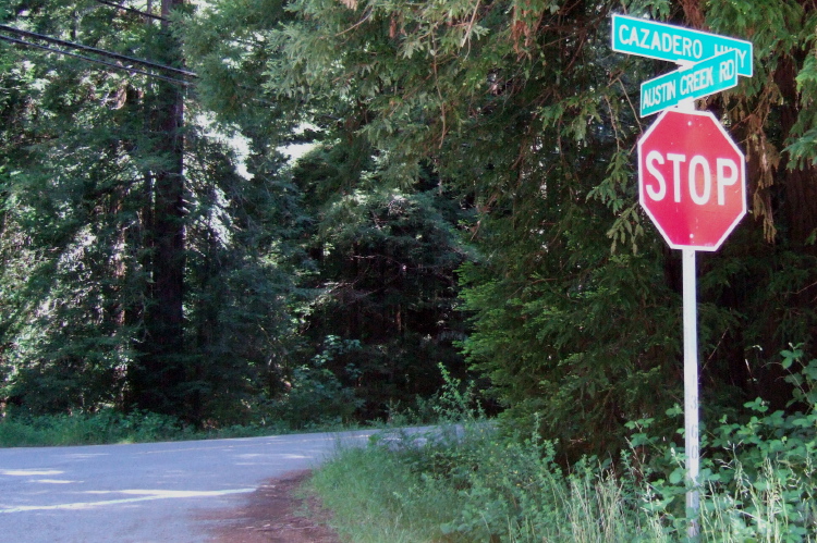 The route turns right on Cazadero Hwy.