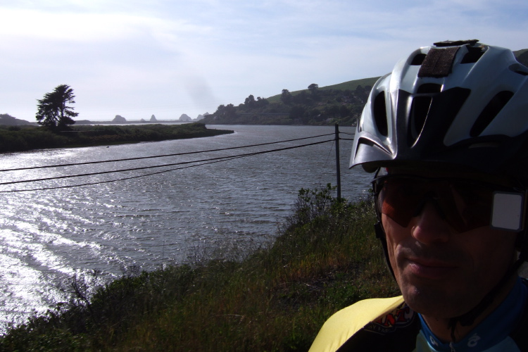 Riding past the estuary just inside the mouth of Russian River