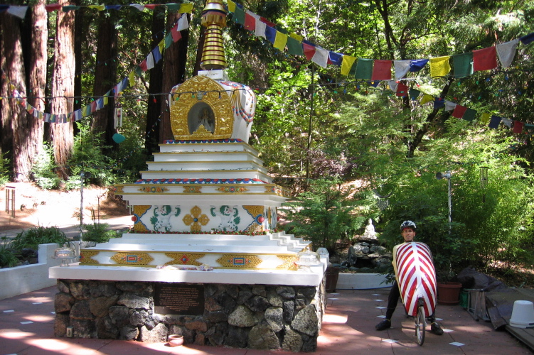 Bill preparing to ride a circle around the stupa.