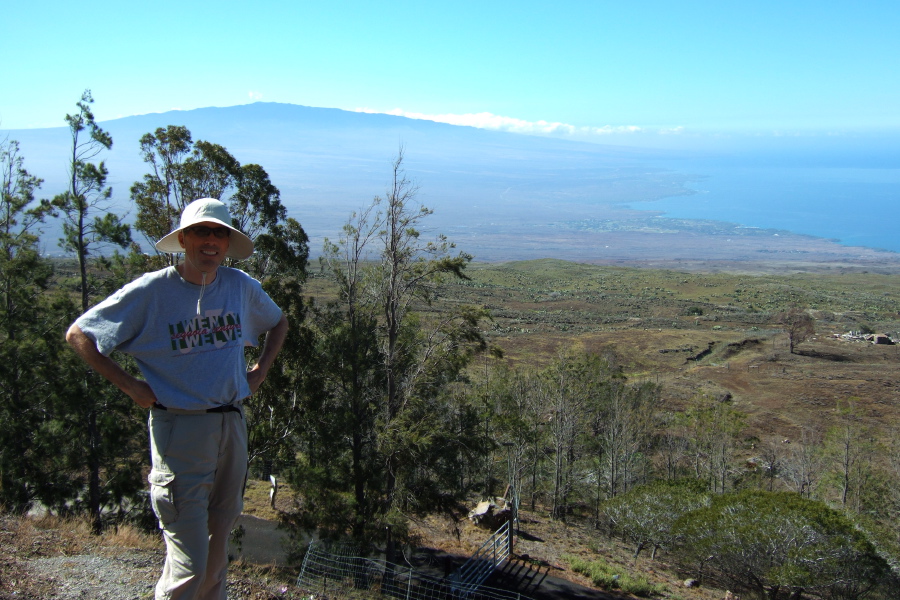Bill at the roadside turnout on HI250 near the high point of Kohala Mountain Road (3564ft)