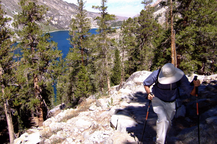 David hiking up the trail above Lake Sabrina.