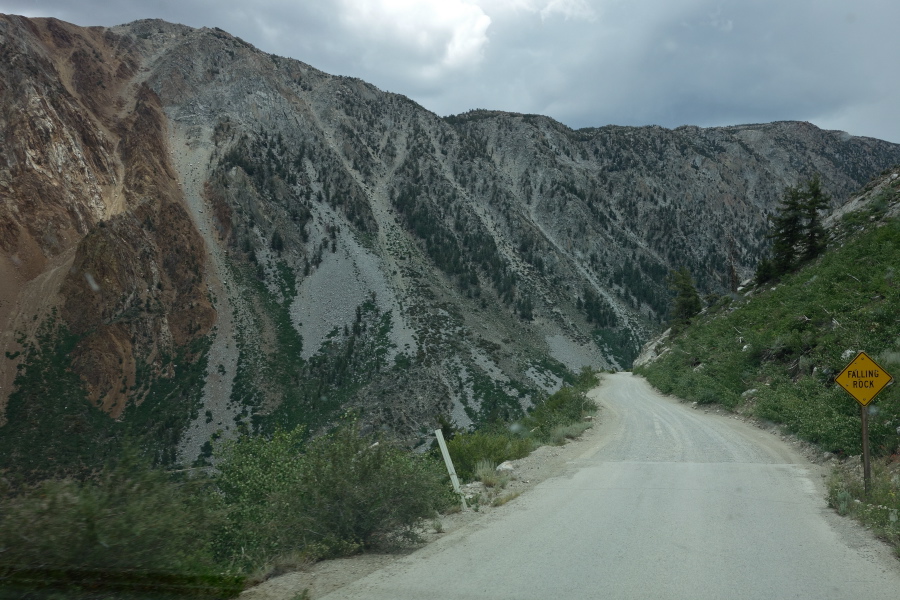 North Lake Road runs along a steep hillside.