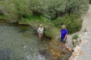 Brian and Nancy take a dip in Lamarck Creek.