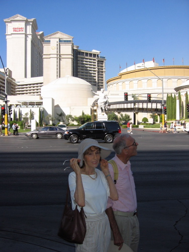 Kay and David in front of Caesar's Palace.