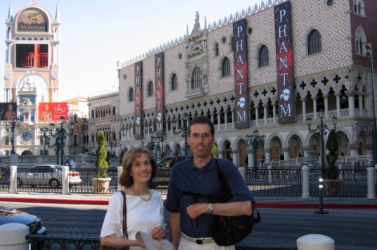 Kay and Bill in front of the Doge's Palace at The Venetian.
