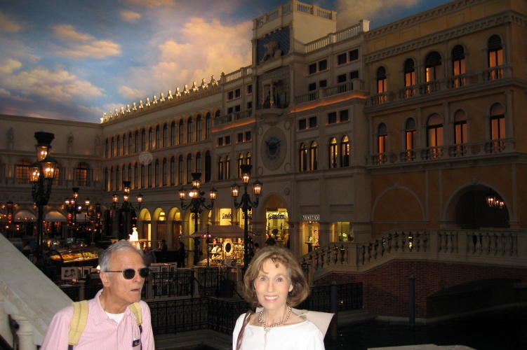 David and Kay enjoy an evening in St. Mark's Square at The Venetian.