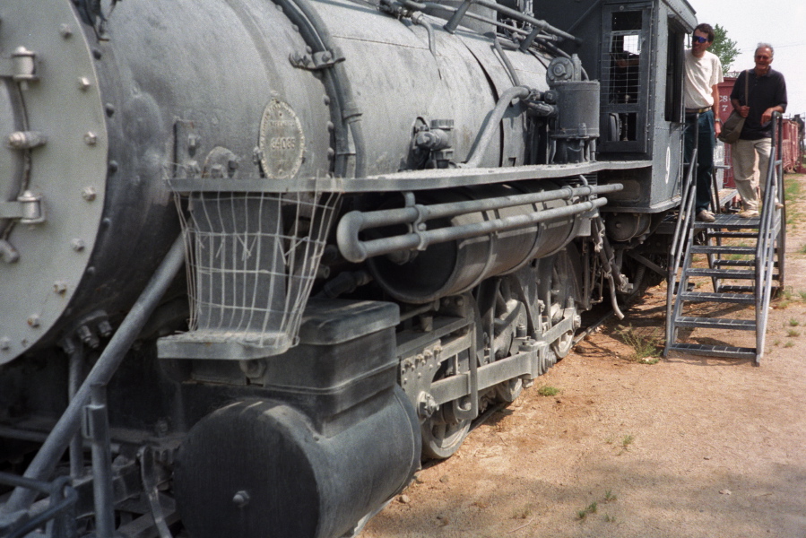 Bill and David explore one of the old locomotives.