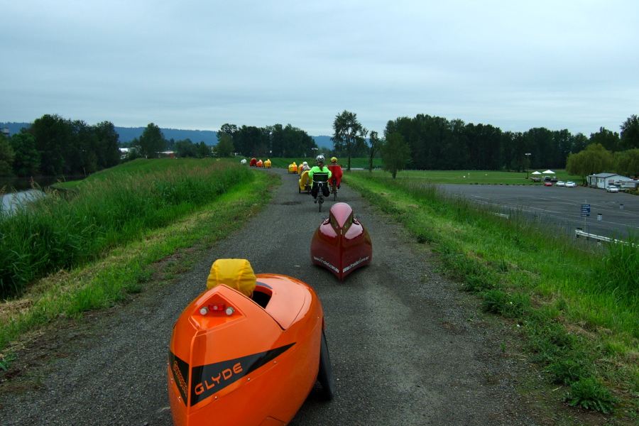 Riding the Columbia Slough Trail south of PIR.