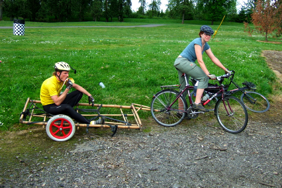 Bamboo trailer.