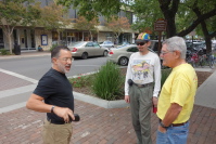 Ron Bobb (r) and Zach meet Juan Medina (l) in downtown Davis.