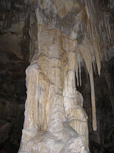 An enormous column inside Lehman Cave.